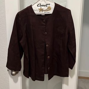 Linen petite jacket in chocolate brown!